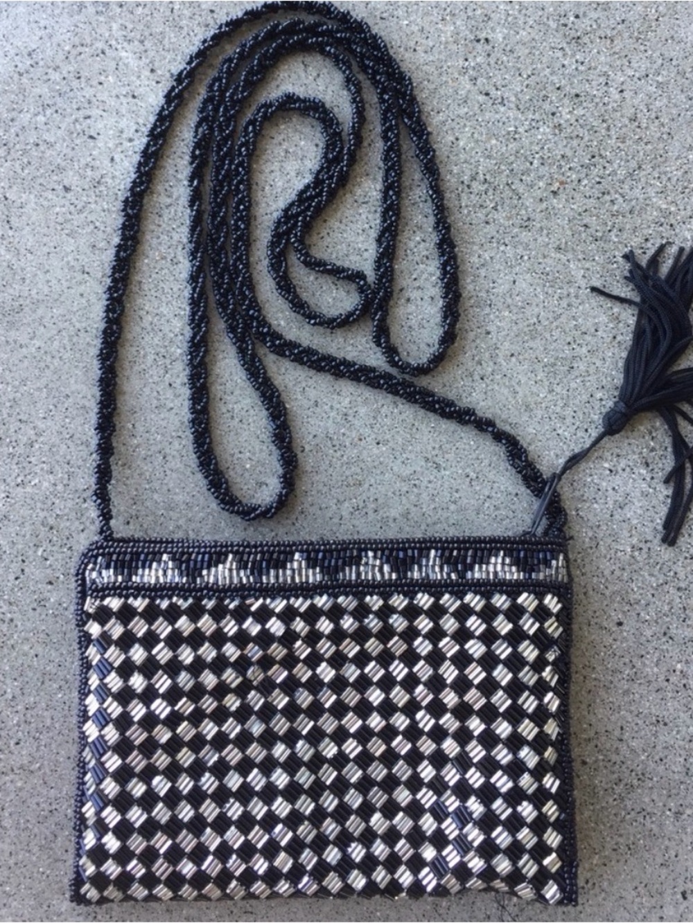 Beaded Black and Silver cocktail evening purse